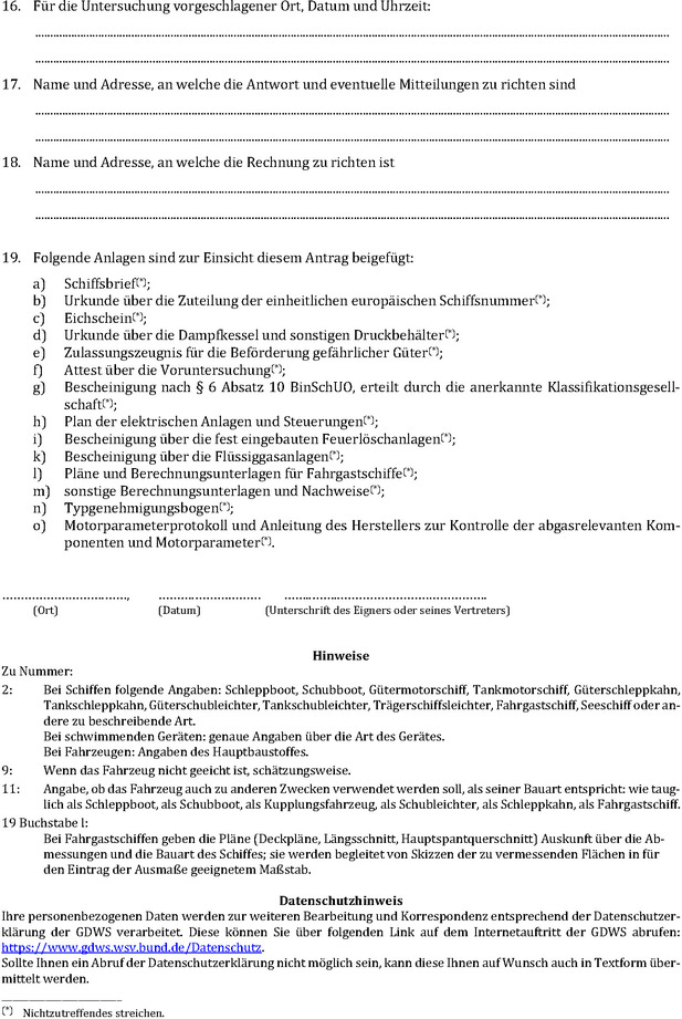 Die Abbildung zeigt das Muster zum Antrag auf Untersuchung. Abgebildet ist die Seite 2.