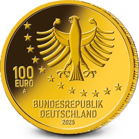Die locker gestaltete Wertseite mit dem Adler korrespondiert mit der Bildseite. Sie enthält ferner den Schriftzug „BUNDESREPUBLIK DEUTSCHLAND“, die zwölf Europasterne, die Wertziffer, die Wertbezeichnung, die Jahreszahl „2025“ und – je nach Münzstätte – das Münzzeichen „A“, „D“, „F“, „G“ oder „J“.